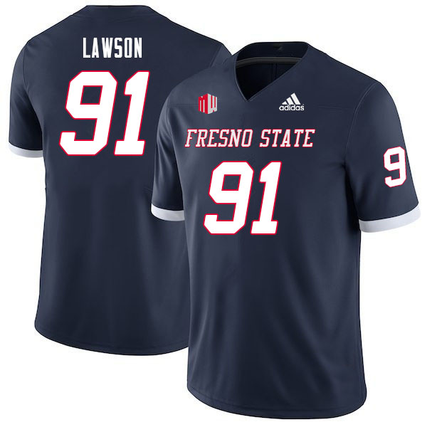 Men #91 Matt Lawson Fresno State Bulldogs College Football Jerseys Sale-Navy